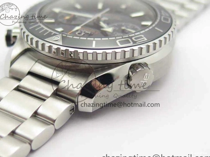0513 Planet Ocean Master Chrono SS OM 1:1 Best Edition Black Dial On SS Bracelet A9900 V Fashionable 8113